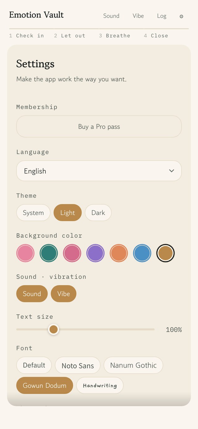 Cream theme - settings